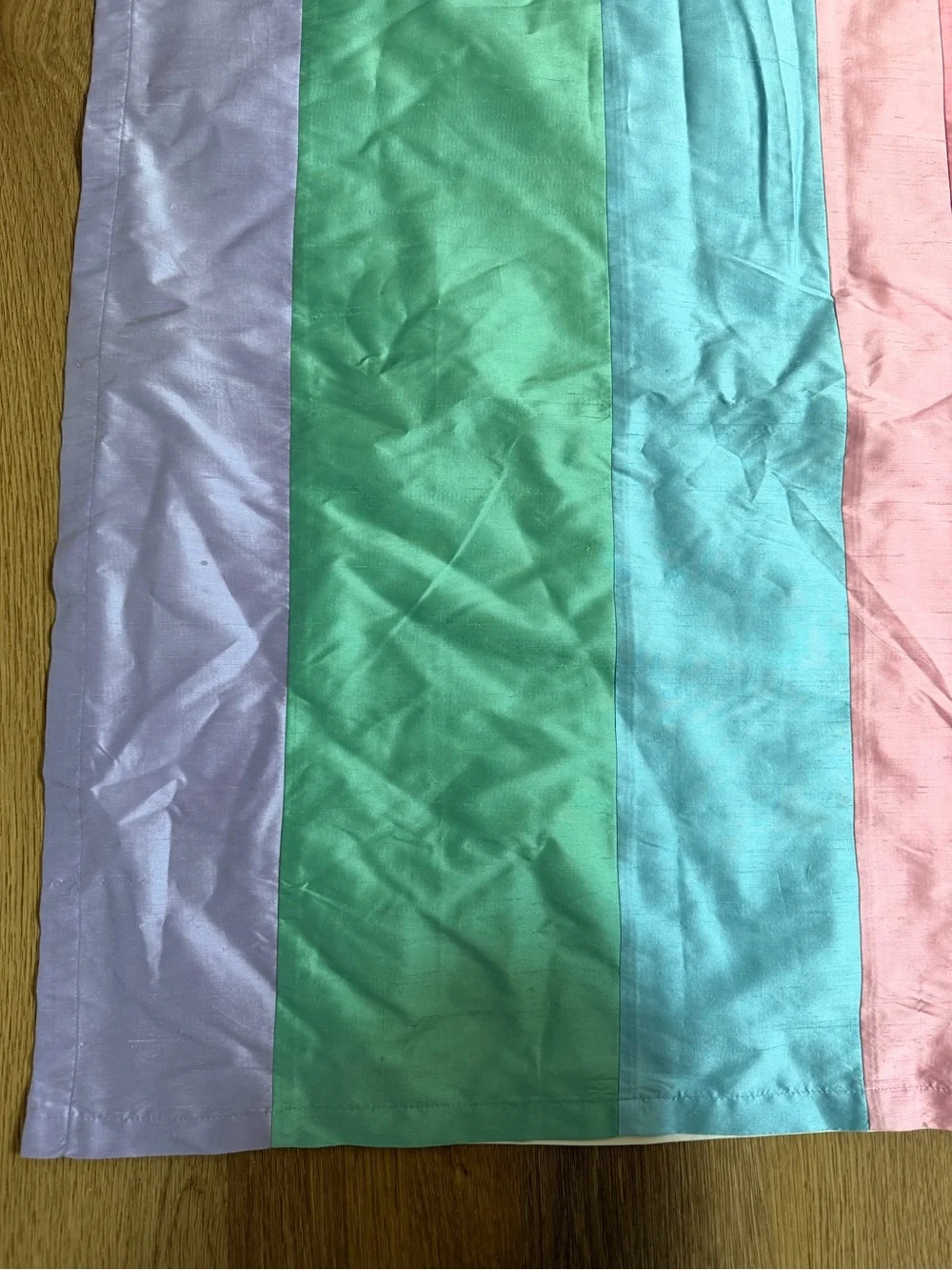 Pottery Barn PB Teen Striped Pastel Curtain Panels Multi Color 100% Silk 2 Sizes